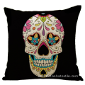 Hot Linen Halloween Skull Pillow cushion case